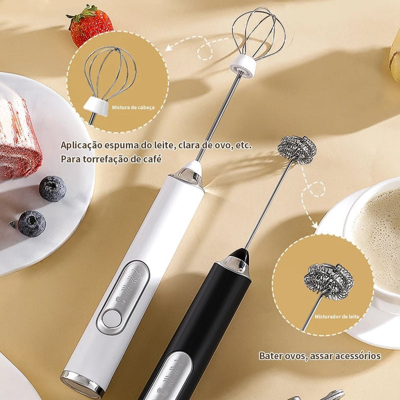 Batedor Misturador Mixer Elétrico para Bebidas Leite Café Portátil - Ars importys