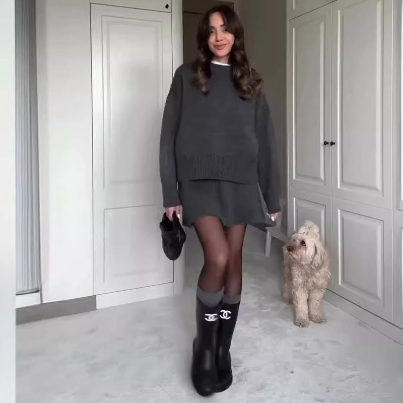 Conjunto Verde Outono Inverno: Suéter e Minissaia Monocromática Toronto - Ars importys