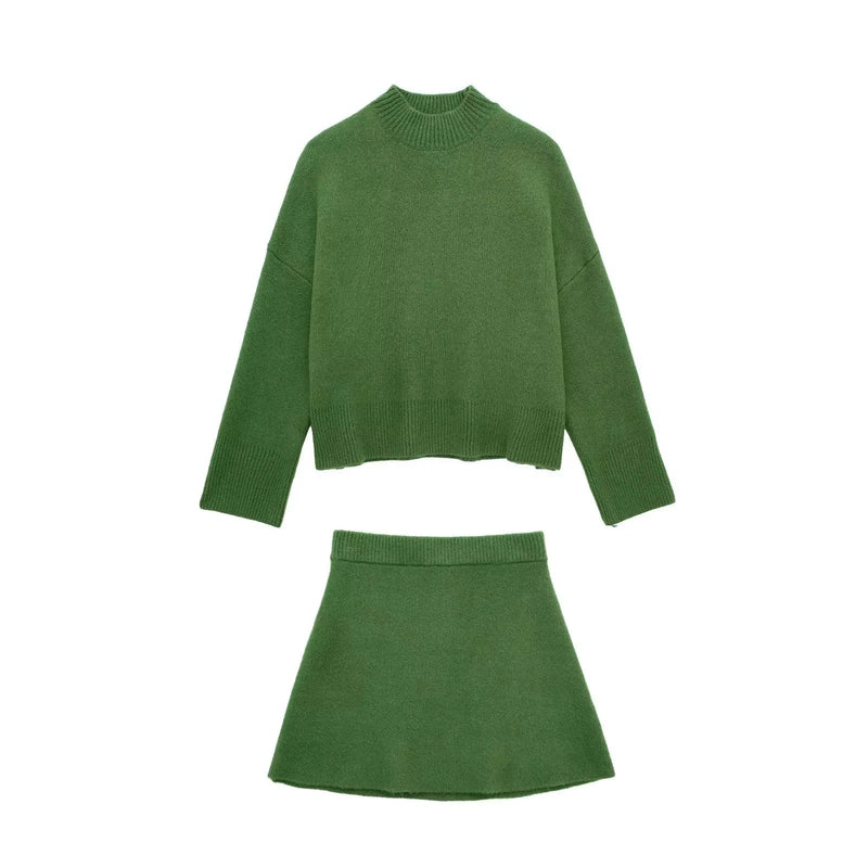 Conjunto Verde Outono Inverno: Suéter e Minissaia Monocromática Toronto - Ars importys