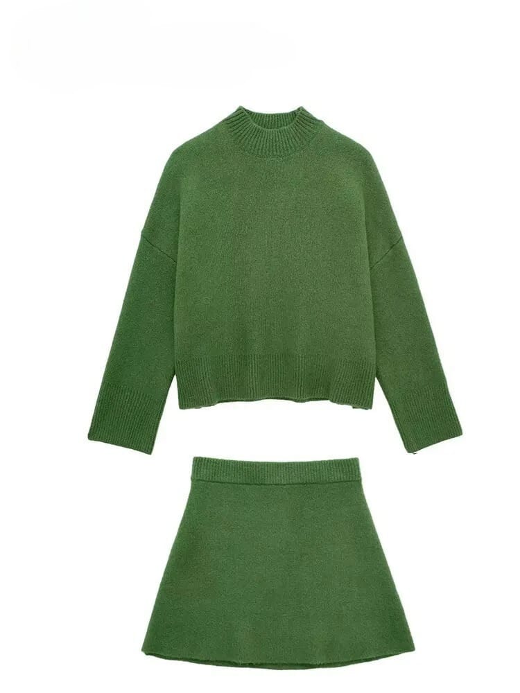 Conjunto Verde Outono Inverno: Suéter e Minissaia Monocromática Toronto - Ars importys