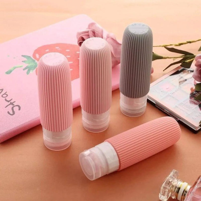 Kit 4 Frascos de Silicone para Viagem – 90ml Antivazamento - Ars importys