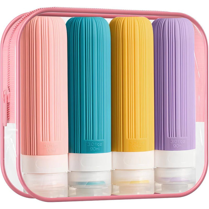 Kit 4 Frascos de Silicone para Viagem – 90ml Antivazamento - Ars importys