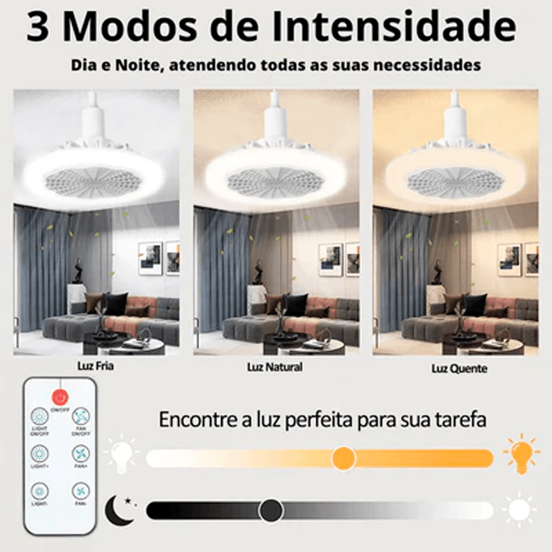 Luminária Led Com Ventilador 2 em 1 | Controle Remoto Incluso - Ars importys